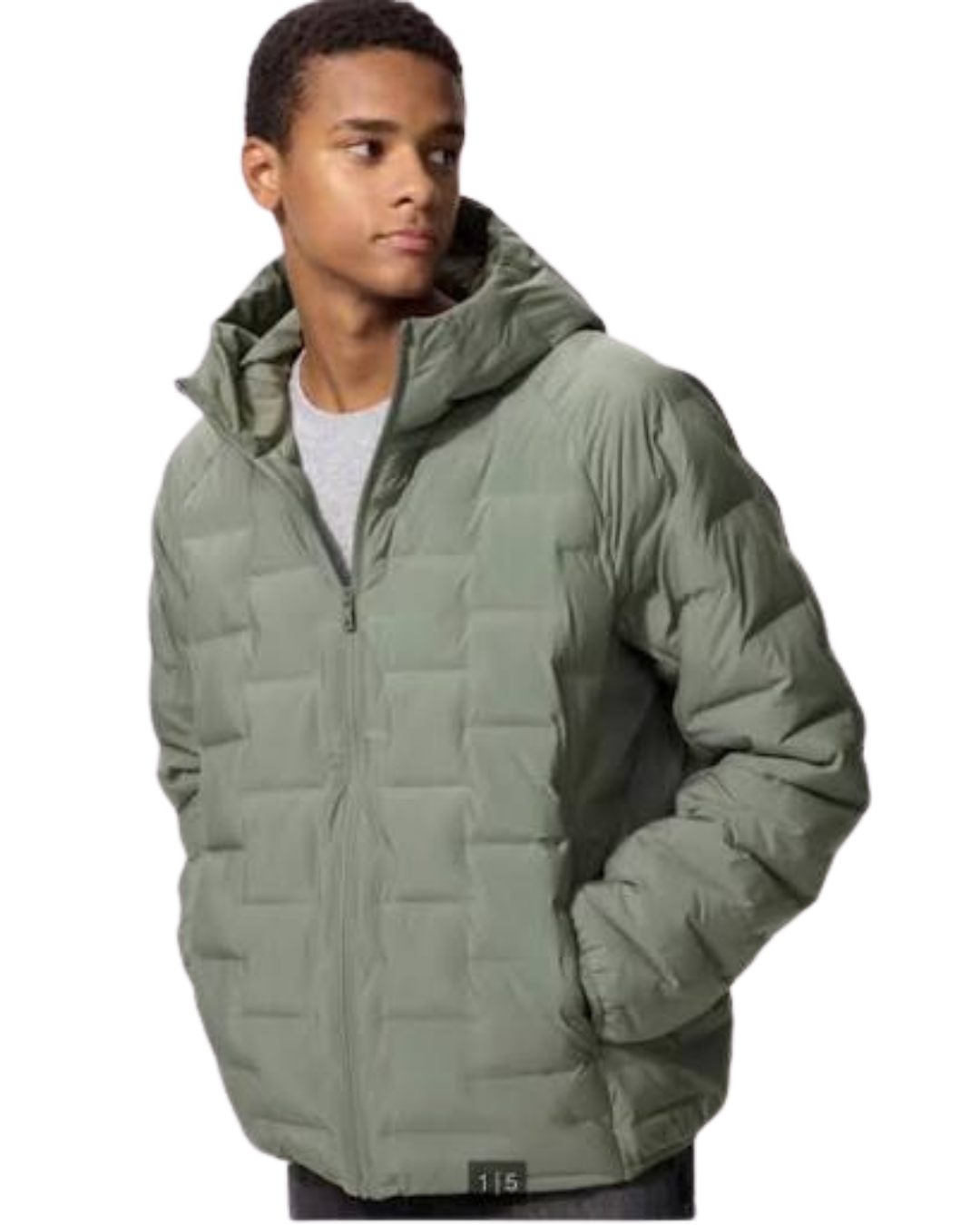 Campera Uniqlo Puffertech PPH68 Verde con Capucha